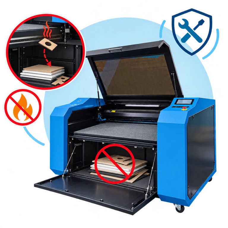 Do not store sheets below the adjustable Plotbot bed